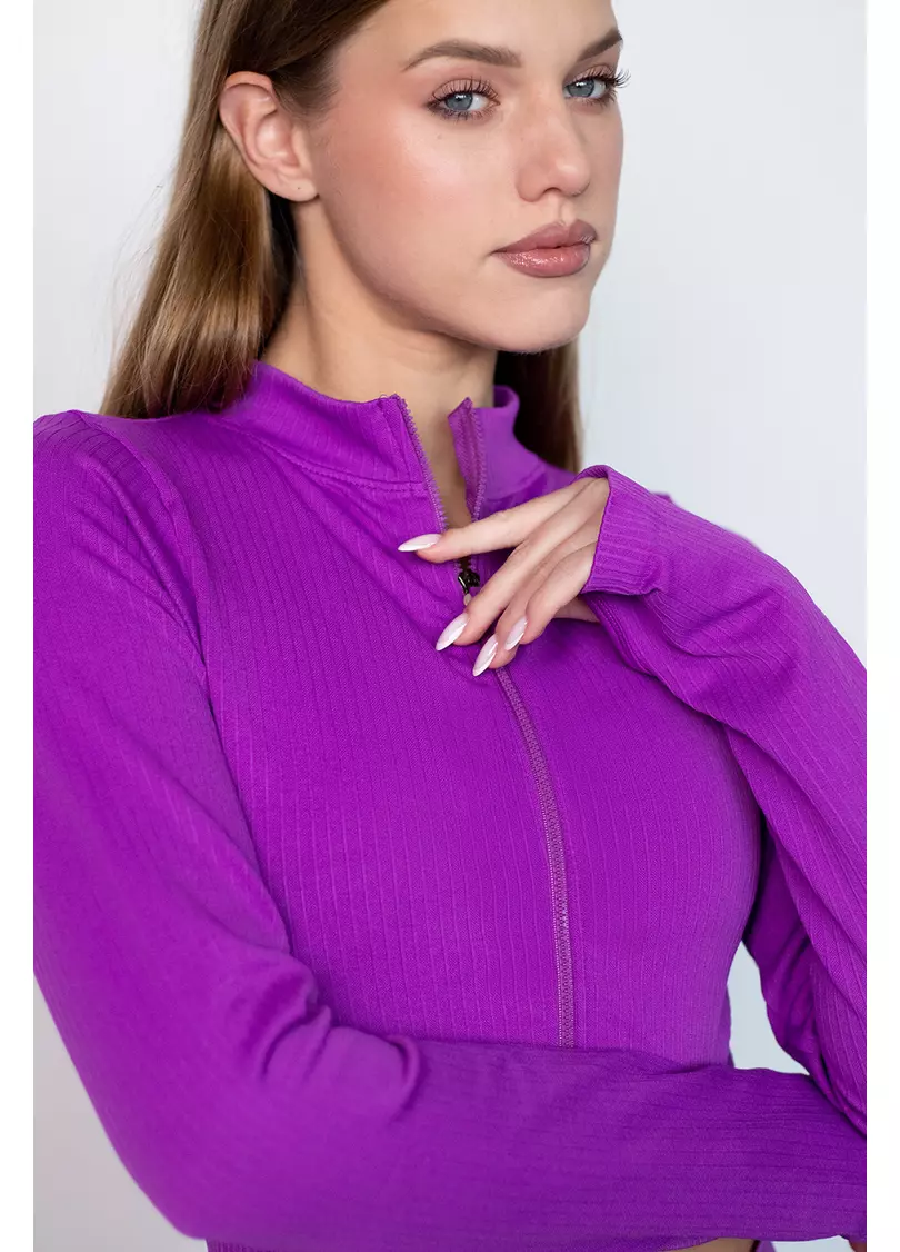 Кроп-лонг на блискавці FLEX TOP Zip-Up Active (фіолетовий)