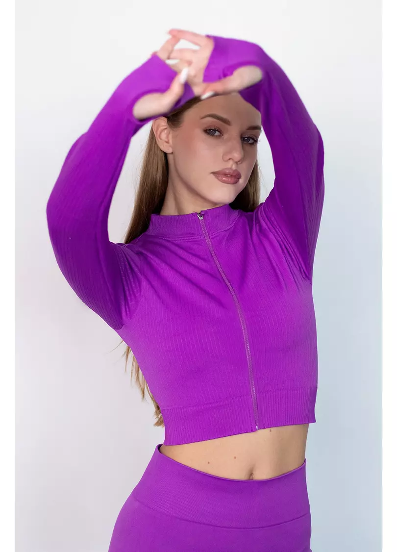 Кроп-лонг на блискавці FLEX TOP Zip-Up Active (фіолетовий)