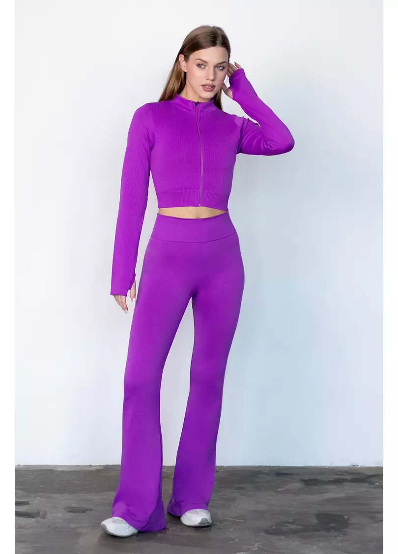 Кроп-лонг на блискавці FLEX TOP Zip-Up Active (фіолетовий)