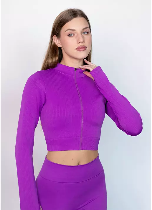 Кроп-лонг на блискавці FLEX TOP Zip-Up Active dark purple (фіолетовий)