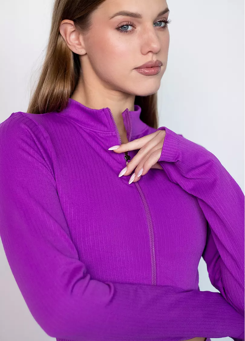 Кроп-лонг на блискавці FLEX TOP Zip-Up Active dark purple (фіолетовий)