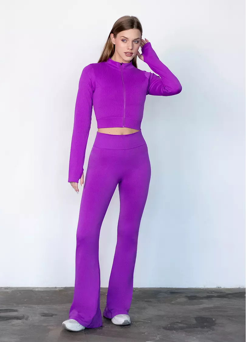 Кроп-лонг на блискавці FLEX TOP Zip-Up Active dark purple (фіолетовий)