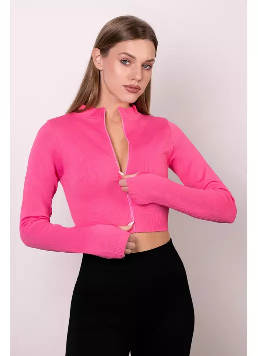 Кроп-лонг на блискавці FLEX TOP Zip-Up Active (рожевий)