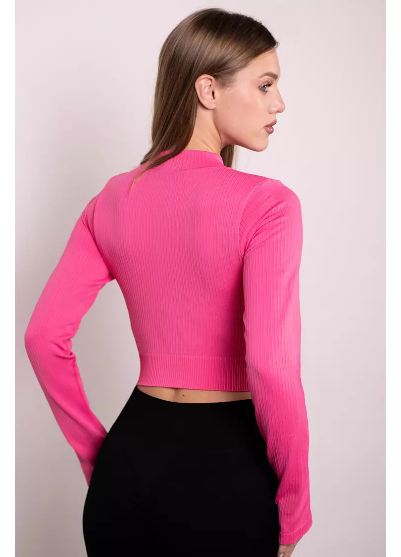 Кроп-лонг на молнии FLEX TOP Zip-Up Active (розовый)