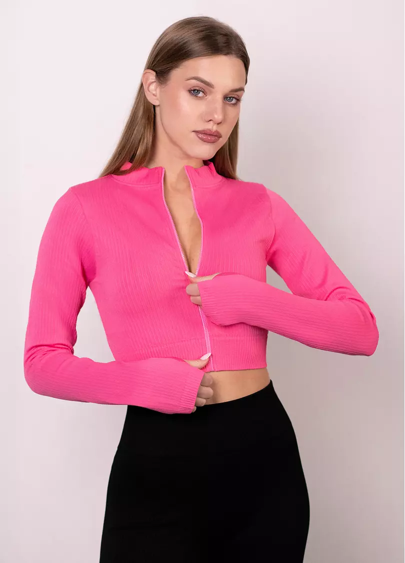 Кроп-лонг на блискавці FLEX TOP Zip-Up Active raspberry (рожевий)