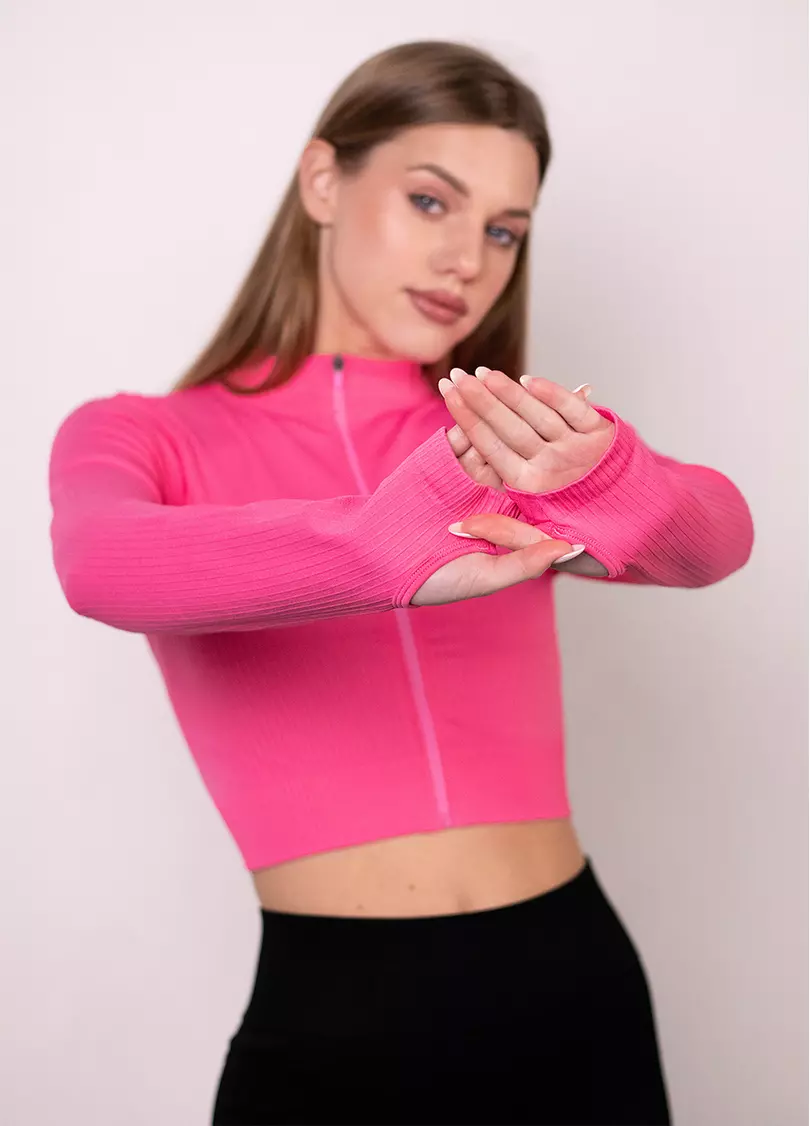Кроп-лонг на блискавці FLEX TOP Zip-Up Active raspberry (рожевий)