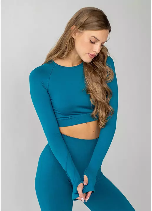 Укорочений кроп-топ FLEX LONGSLEEVE ACTIVE lyons blue (синій)