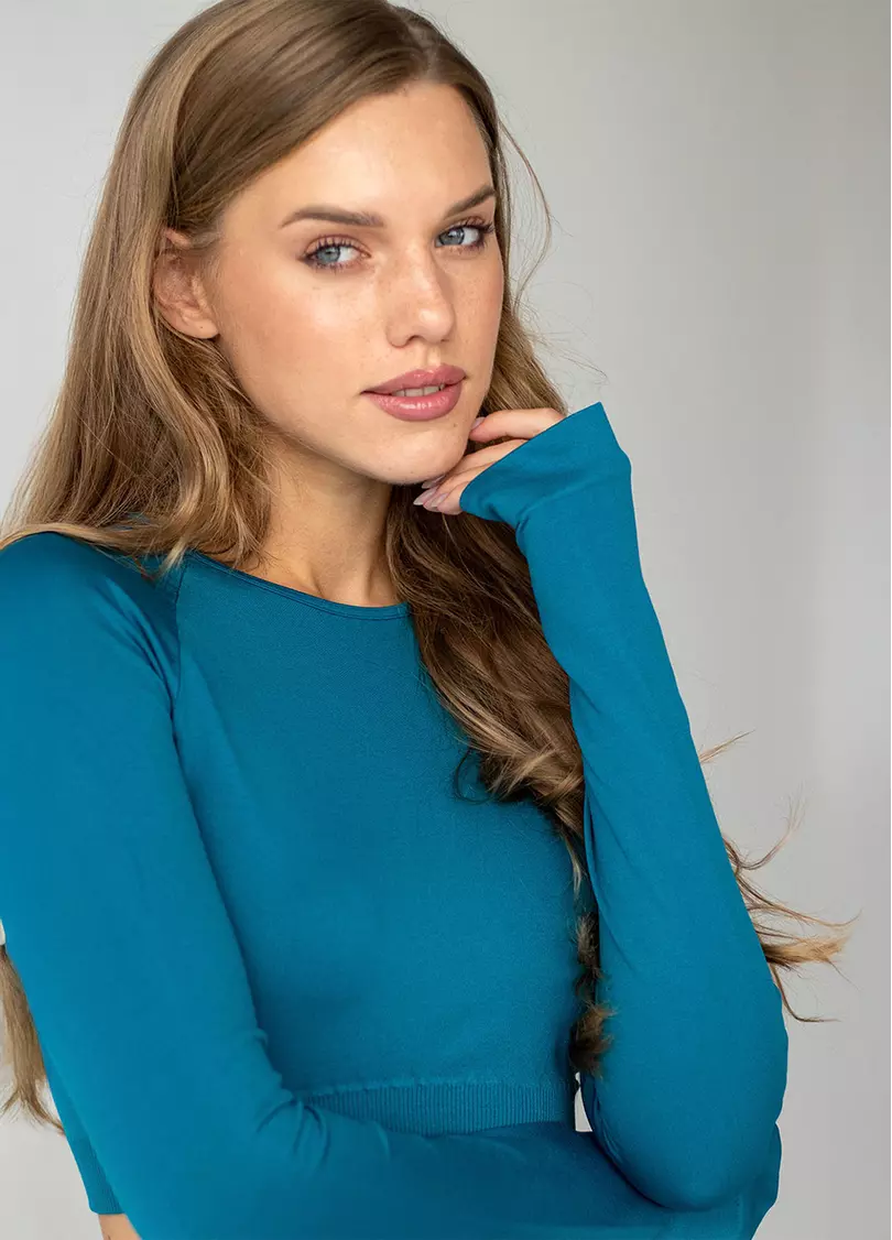 Укорочений кроп-топ FLEX LONGSLEEVE ACTIVE lyons blue (синій)