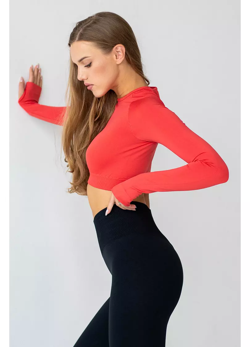 Укорочений кроп-топ FLEX LONGSLEEVE ACTIVE (poppy red, червоний)