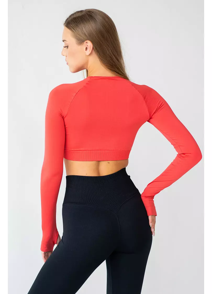 Укорочений кроп-топ FLEX LONGSLEEVE ACTIVE (poppy red, червоний)