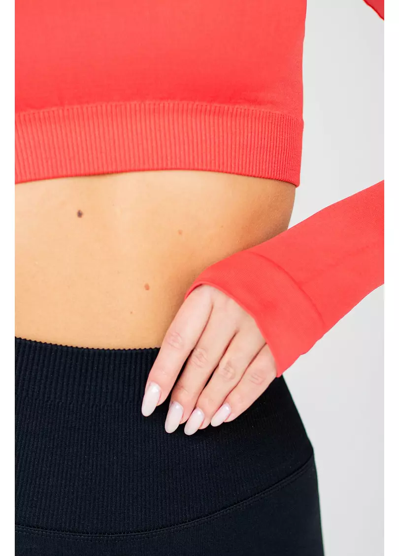 Укорочений кроп-топ FLEX LONGSLEEVE ACTIVE (poppy red, червоний)