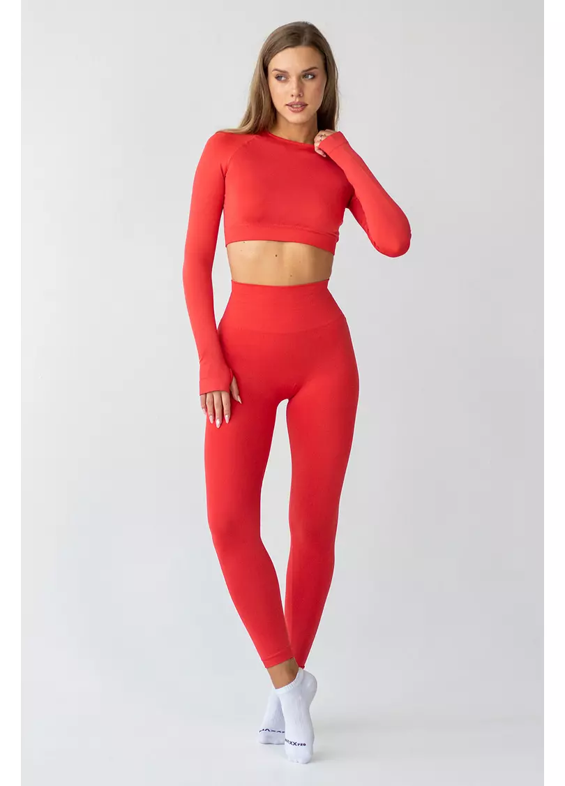 Укорочений кроп-топ FLEX LONGSLEEVE ACTIVE (poppy red, червоний)