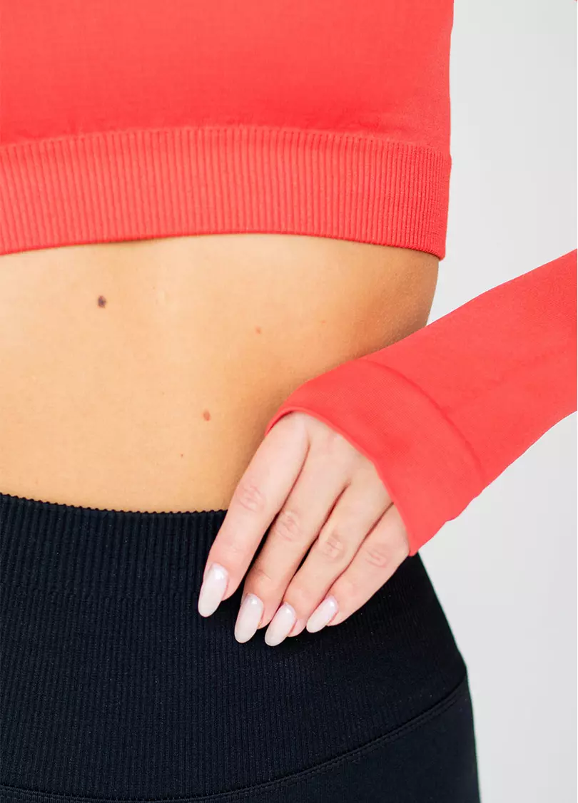 Укорочений кроп-топ FLEX LONGSLEEVE ACTIVE (poppy red, червоний)