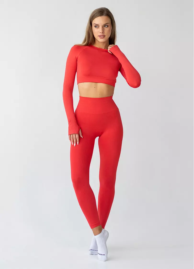 Укорочений кроп-топ FLEX LONGSLEEVE ACTIVE (poppy red, червоний)