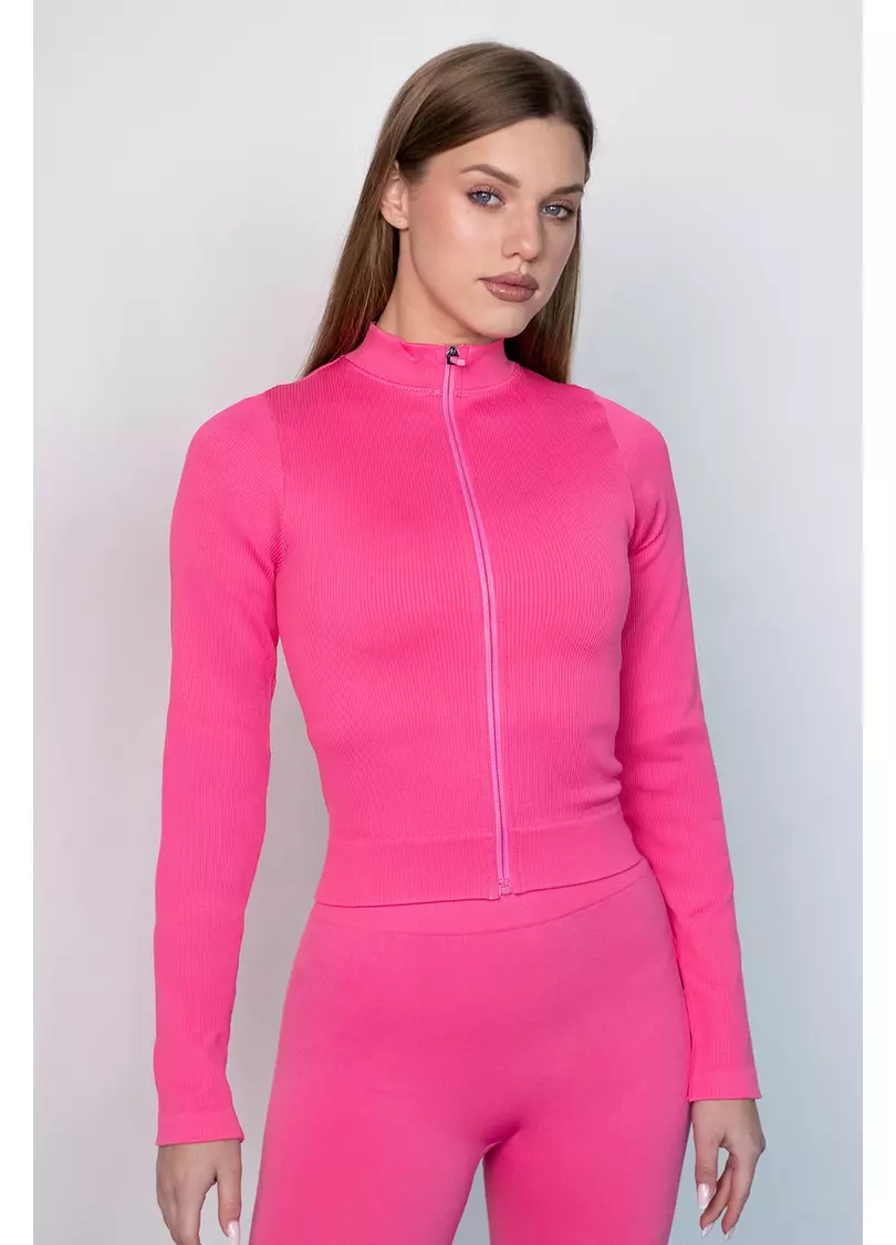 Лонгслів на блискавці FLEX LONGSLEEVE Bare (raspberry, рожевий)