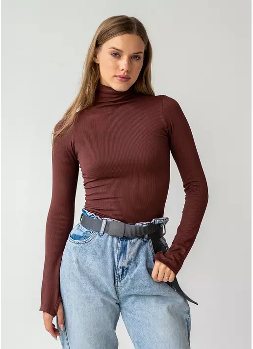 Водолазка в рубчик FLEX LONGSLEEVE POWER hot chocolate (коричневий)
