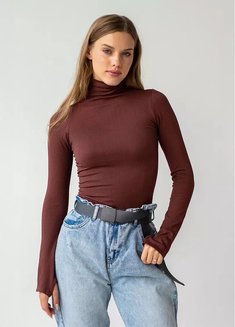 Водолазка в рубчик FLEX LONGSLEEVE POWER hot chocolate (коричневий)