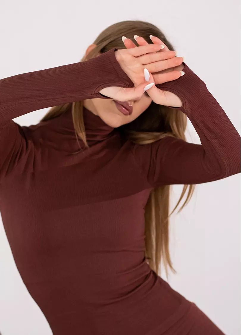 Водолазка в рубчик FLEX LONGSLEEVE POWER hot chocolate (коричневий)