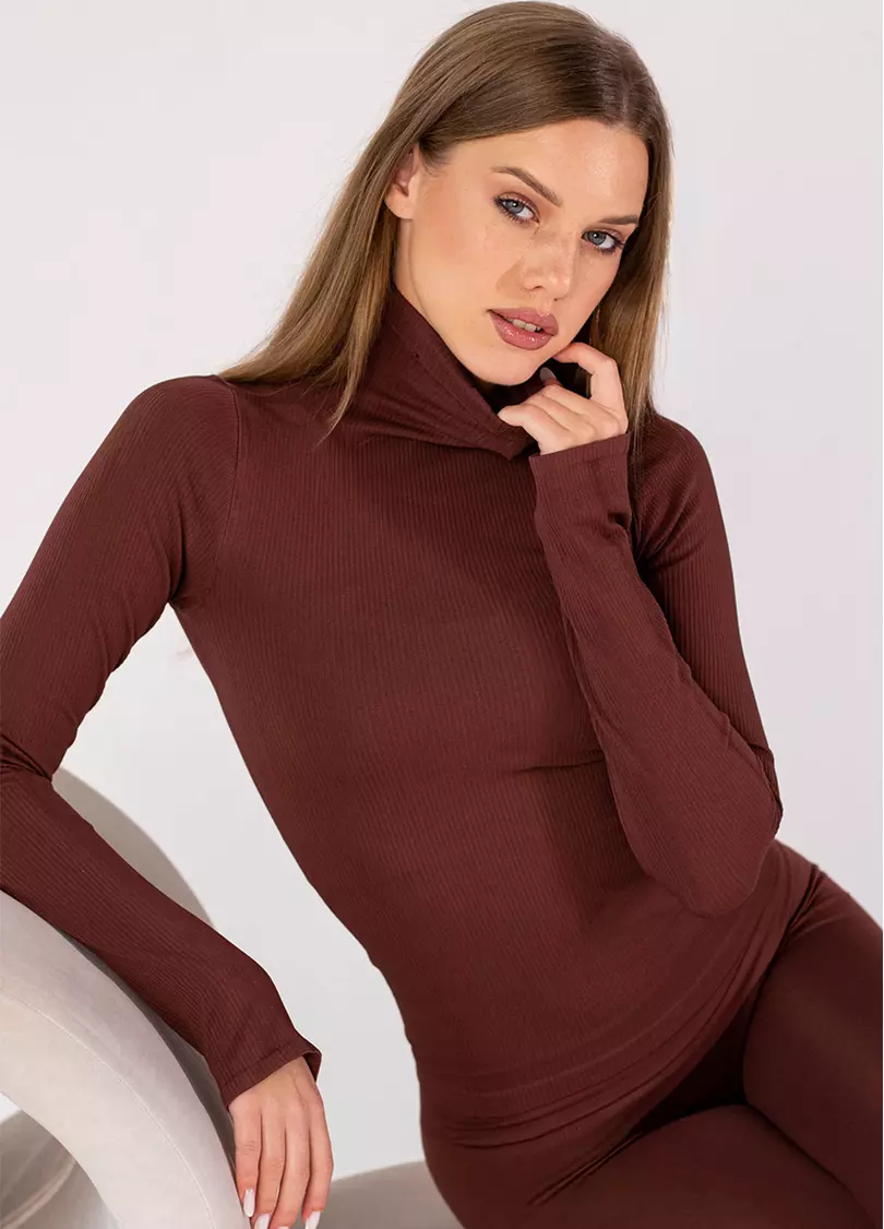 Водолазка в рубчик FLEX LONGSLEEVE POWER hot chocolate (коричневий)