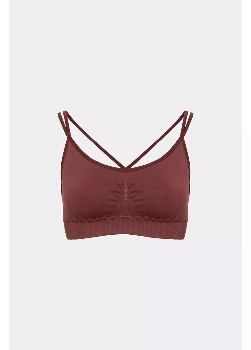 Топ с перекрестными бретелями FLEX TOP ACTIVE (коричневый)