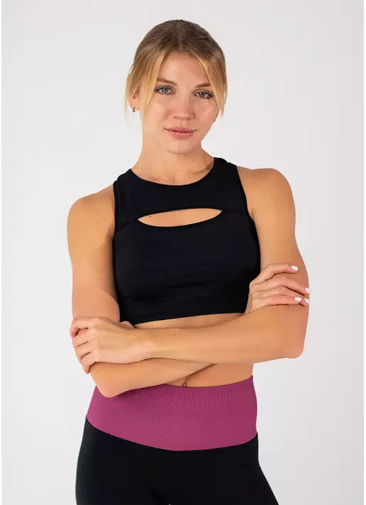 Топ з акцентними вирізами FLEX TOP ENERGY (чорний)