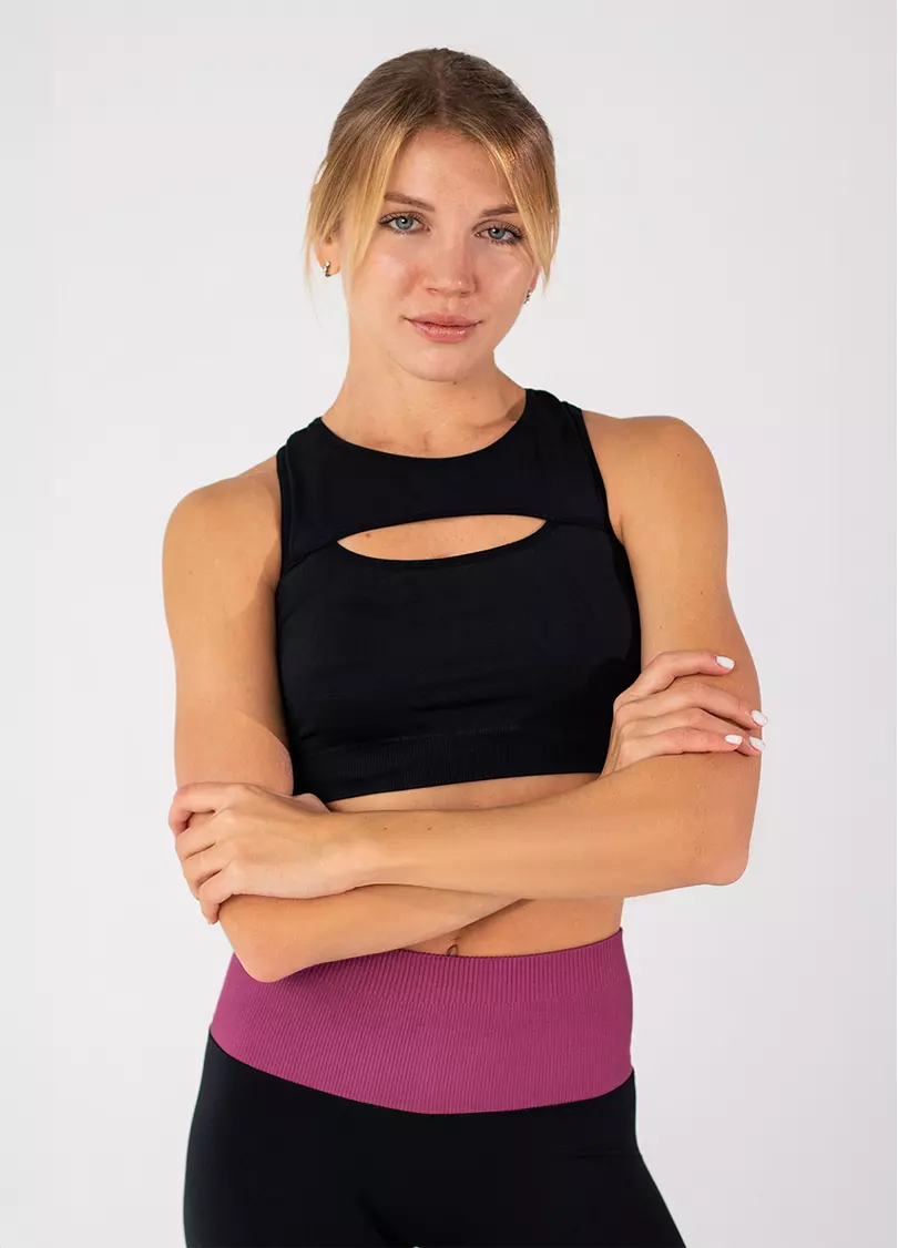 Топ з акцентними вирізами FLEX TOP ENERGY (чорний)