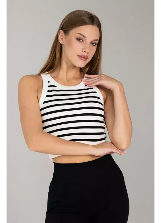 Кроп-топ в полоску FLEX TOP Strip (белый/черный)