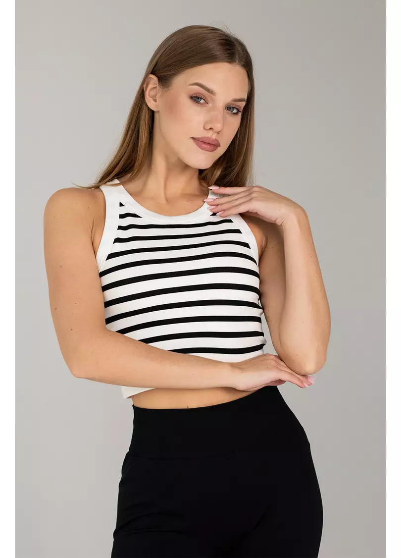 Кроп-топ в полоску FLEX TOP Strip (белый/черный)