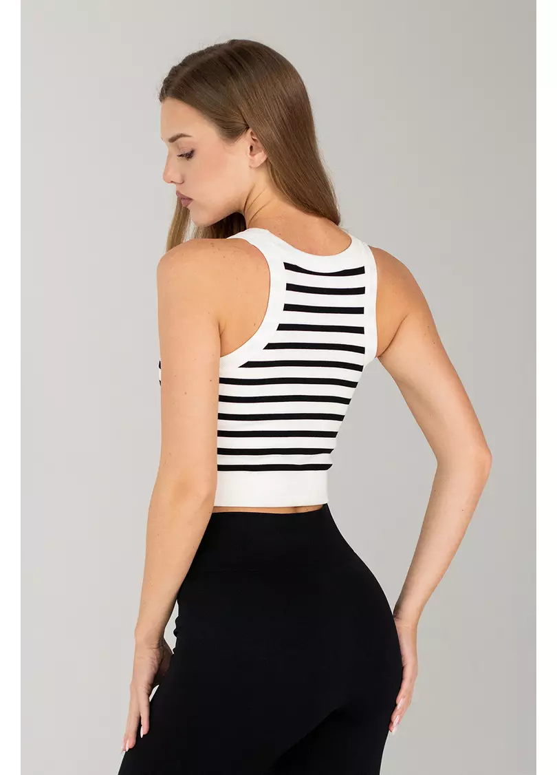 Кроп-топ в полоску FLEX TOP Strip (белый/черный)