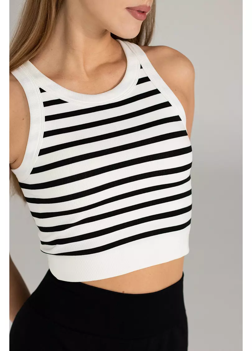 Кроп-топ в полоску FLEX TOP Strip (белый/черный)