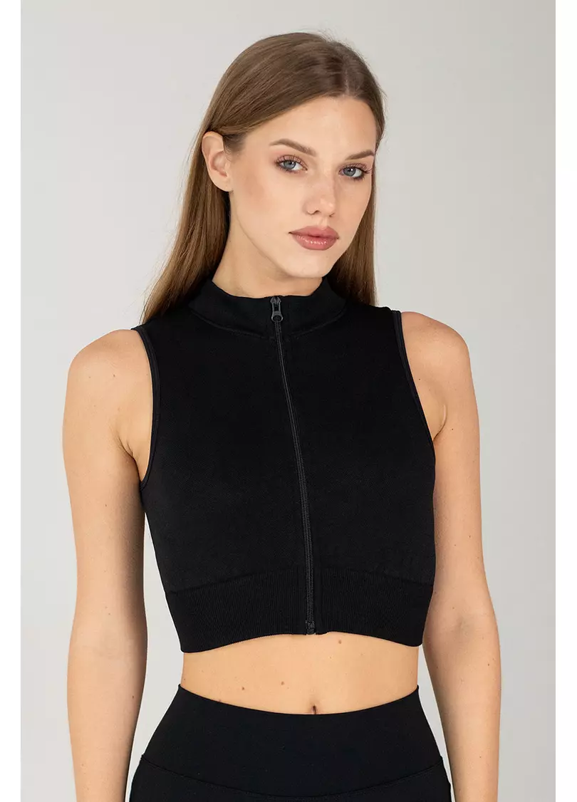 Кроп-топ на блискавці FLEX TOP Turbo Zip (чорний)