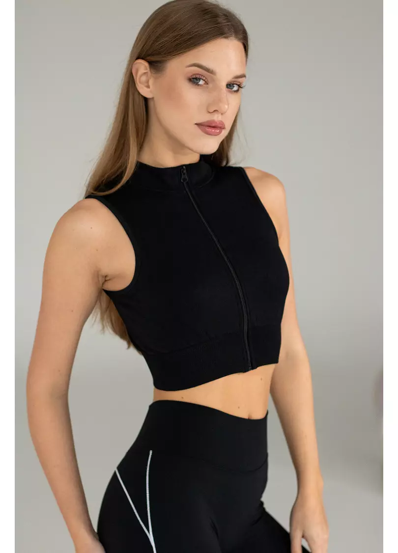 Кроп-топ на блискавці FLEX TOP Turbo Zip (чорний)