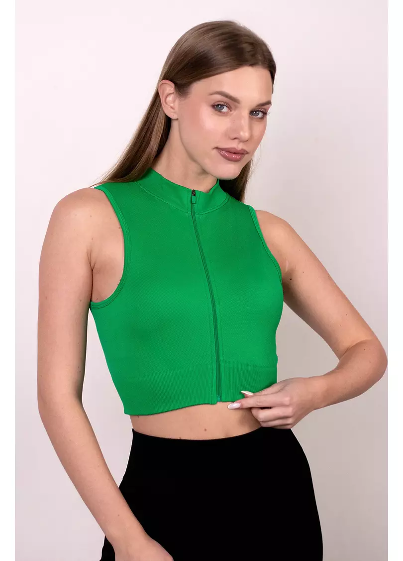 Кроп-топ на блискавці FLEX TOP Turbo Zip (зелений)