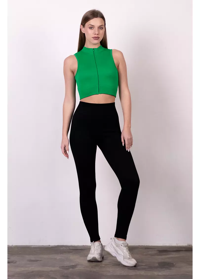 Кроп-топ на блискавці FLEX TOP Turbo Zip (зелений)