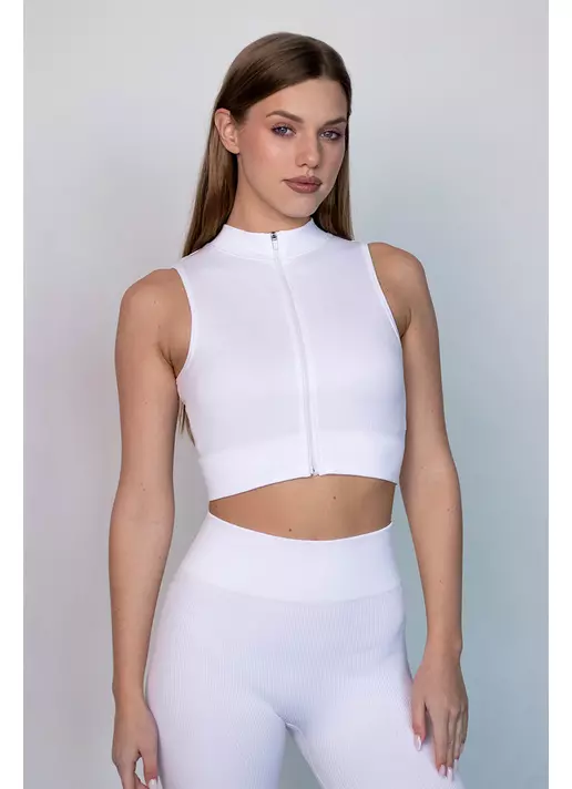 Кроп-топ на блискавці FLEX TOP Turbo Zip (білий)