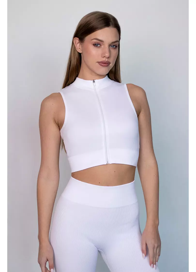 Кроп-топ на блискавці FLEX TOP Turbo Zip (білий)