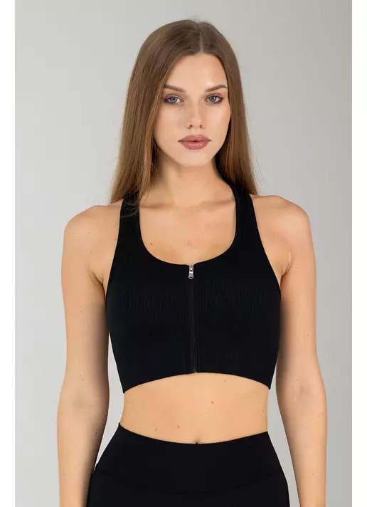 Спортивный топ на молнии FLEX TOP Zip-Up Active (черный)