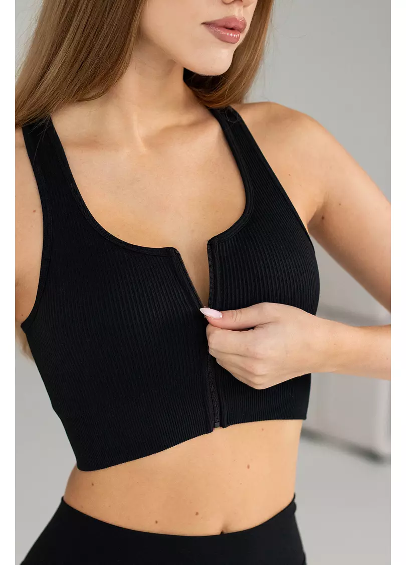 Спортивний топ на блискавці FLEX TOP Zip-Up Active (чорний)