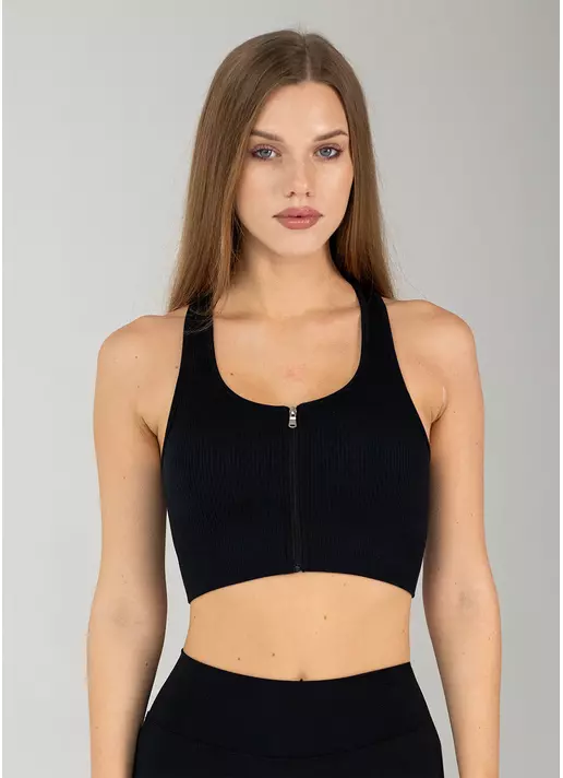 Спортивний топ на блискавці FLEX TOP Zip-Up Active black (чорний)