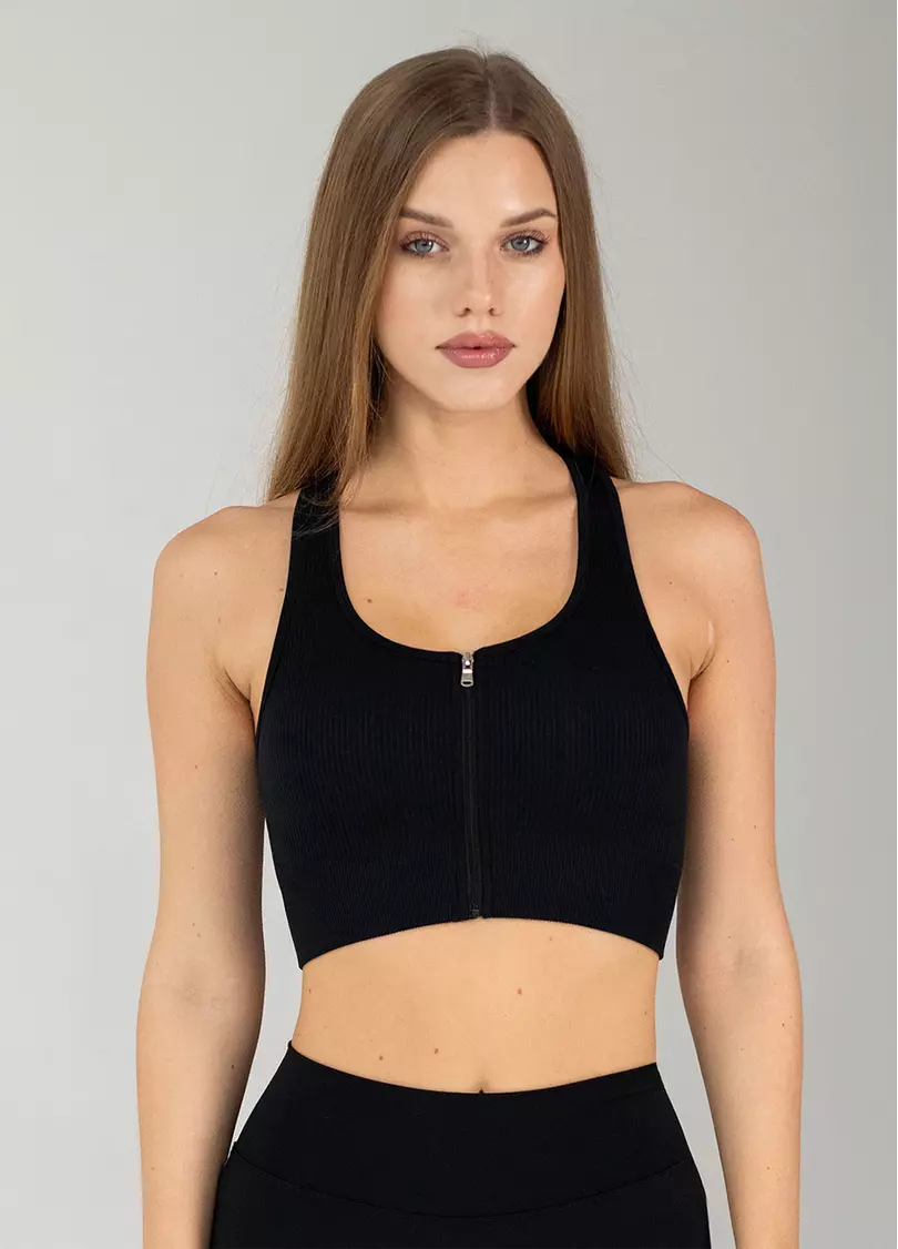 Спортивний топ на блискавці FLEX TOP Zip-Up Active black (чорний)