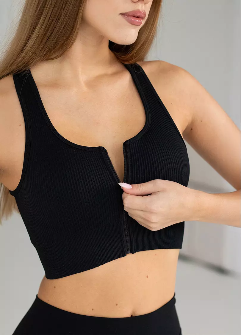 Спортивний топ на блискавці FLEX TOP Zip-Up Active black (чорний)