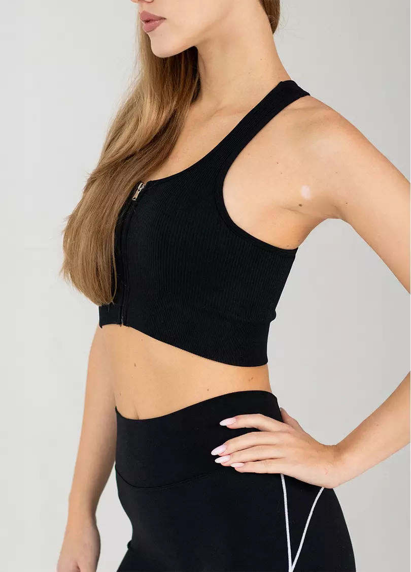 Спортивний топ на блискавці FLEX TOP Zip-Up Active black (чорний)
