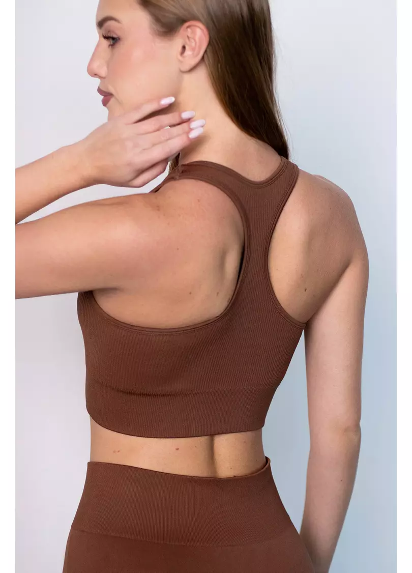 Спортивний топ на блискавці FLEX TOP Zip-Up Active (коричневий)