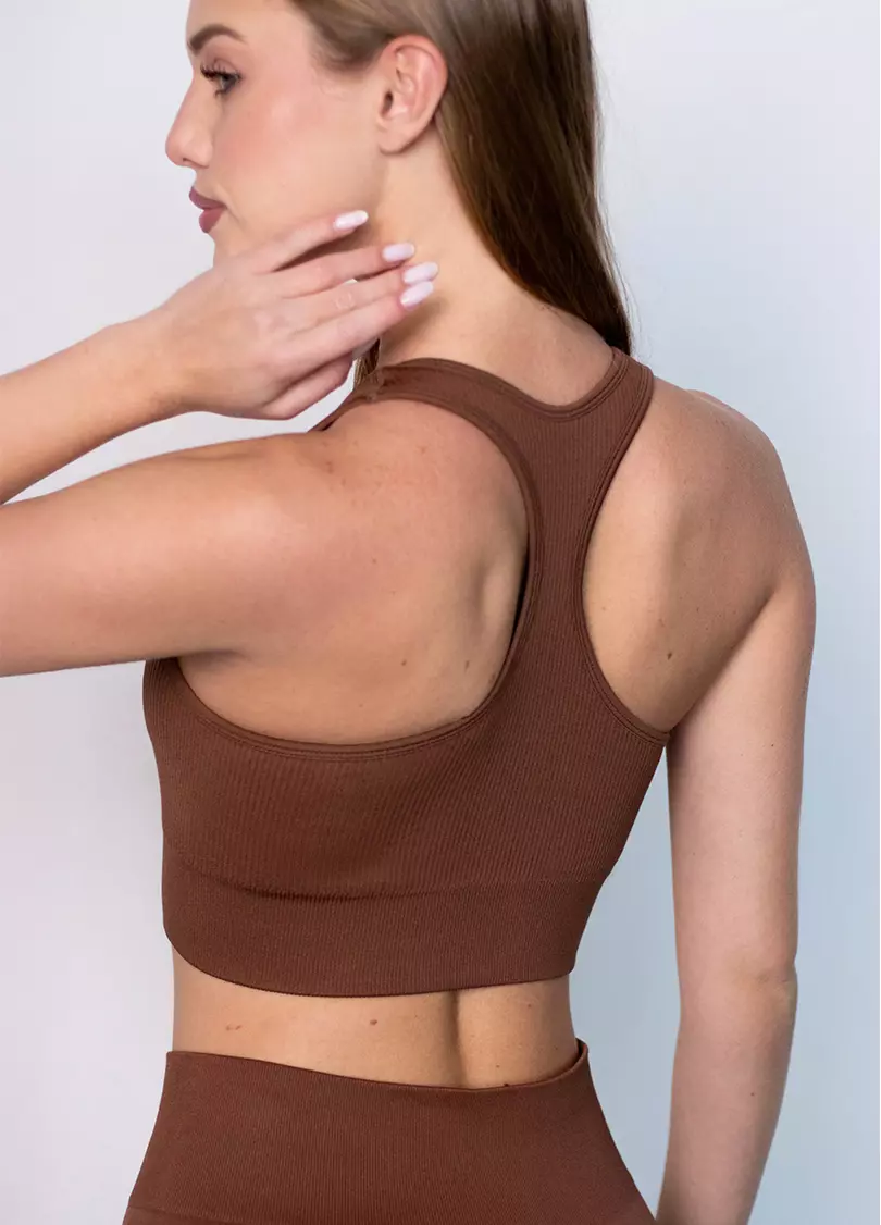 Спортивний топ на блискавці FLEX TOP Zip-Up Active coffee (коричневий)