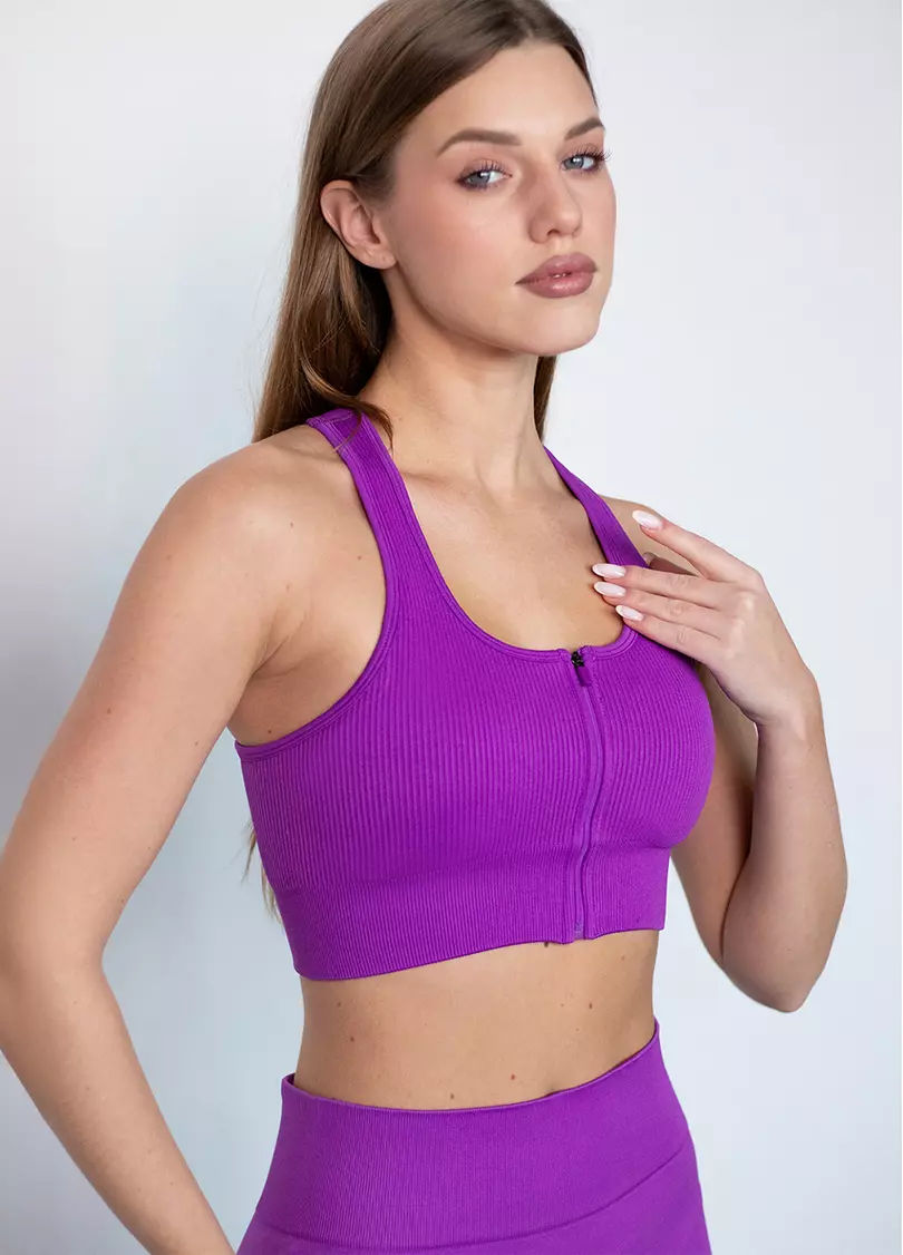 Спортивний топ на блискавці FLEX TOP Zip-Up Active dark purple (фіолетовий)