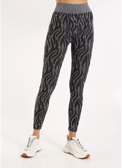 Спортивные леггинсы с тигровым принтом LEGGINGS ANIMAL MELANGE 01 nero (черный)