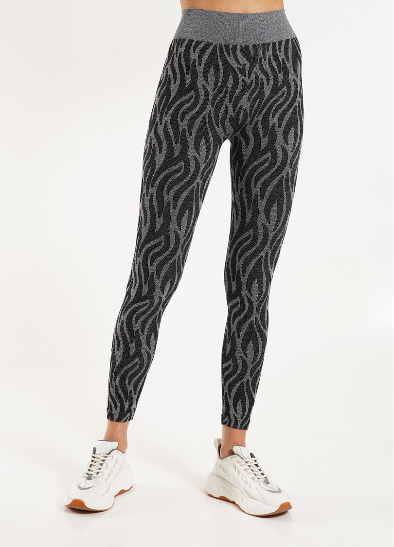 Спортивные леггинсы с тигровым принтом LEGGINGS ANIMAL MELANGE 01 nero (черный)