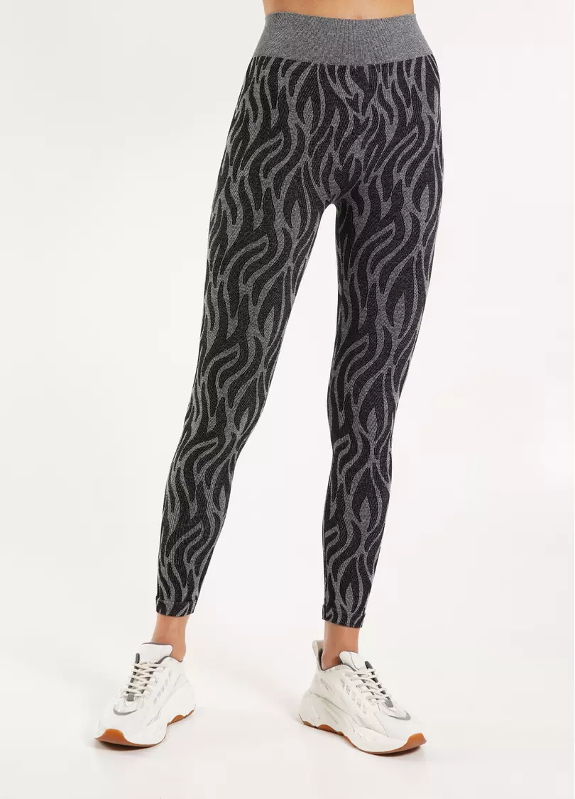 Спортивные леггинсы с тигровым принтом LEGGINGS ANIMAL MELANGE 01 nero (черный)
