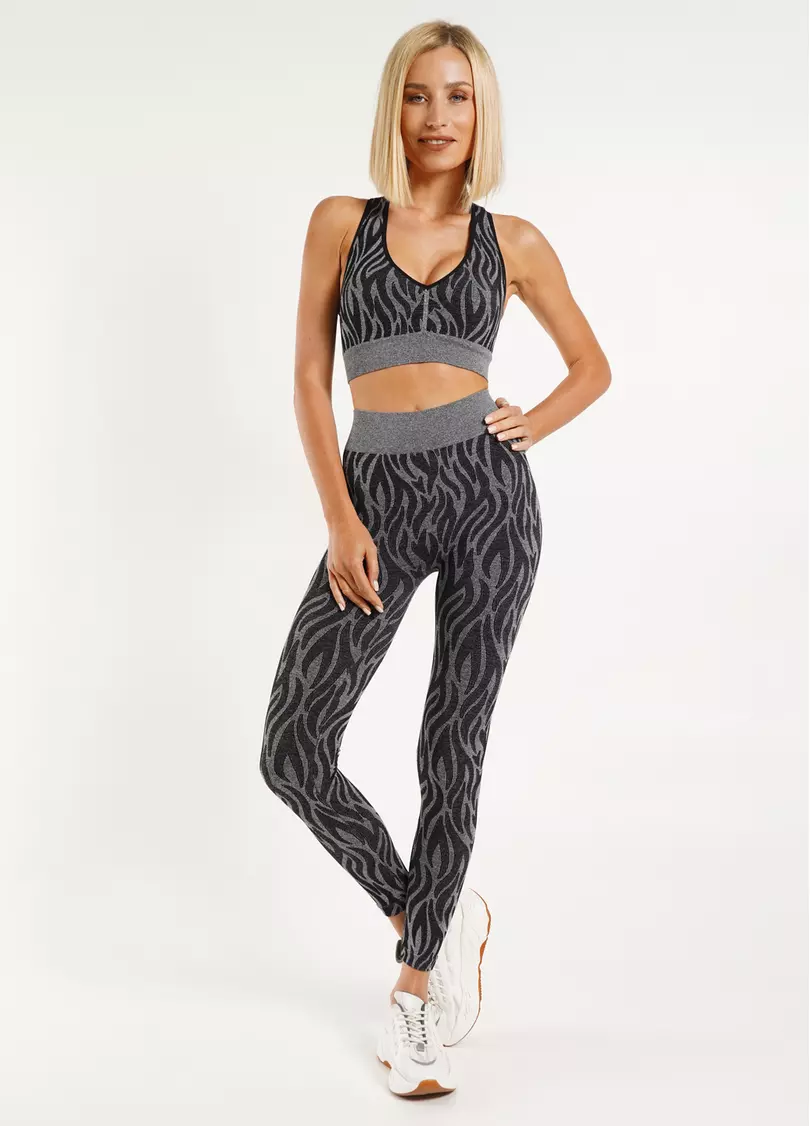 Спортивные леггинсы с тигровым принтом LEGGINGS ANIMAL MELANGE 01 nero (черный)