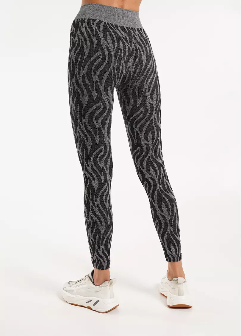 Спортивные леггинсы с тигровым принтом LEGGINGS ANIMAL MELANGE 01 nero (черный)